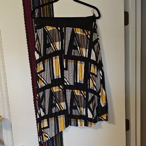 Karl Lagerfeld Asymmetrical Skirt in Black, White, and Yellow